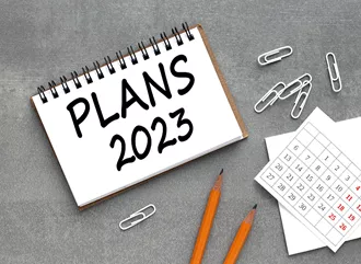Plans for 2023 on a notepad