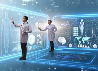 Two medicals professionals navigating the world of telehealth