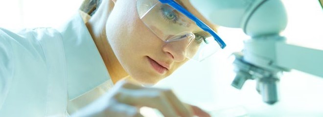 A female scientist working in a lab