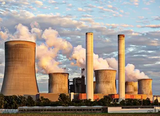 A large power plant producing energy