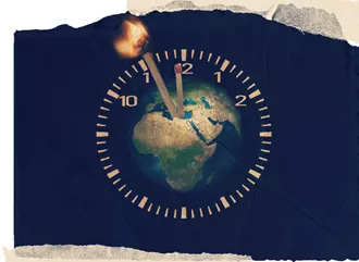 A clock with the earth as it's face